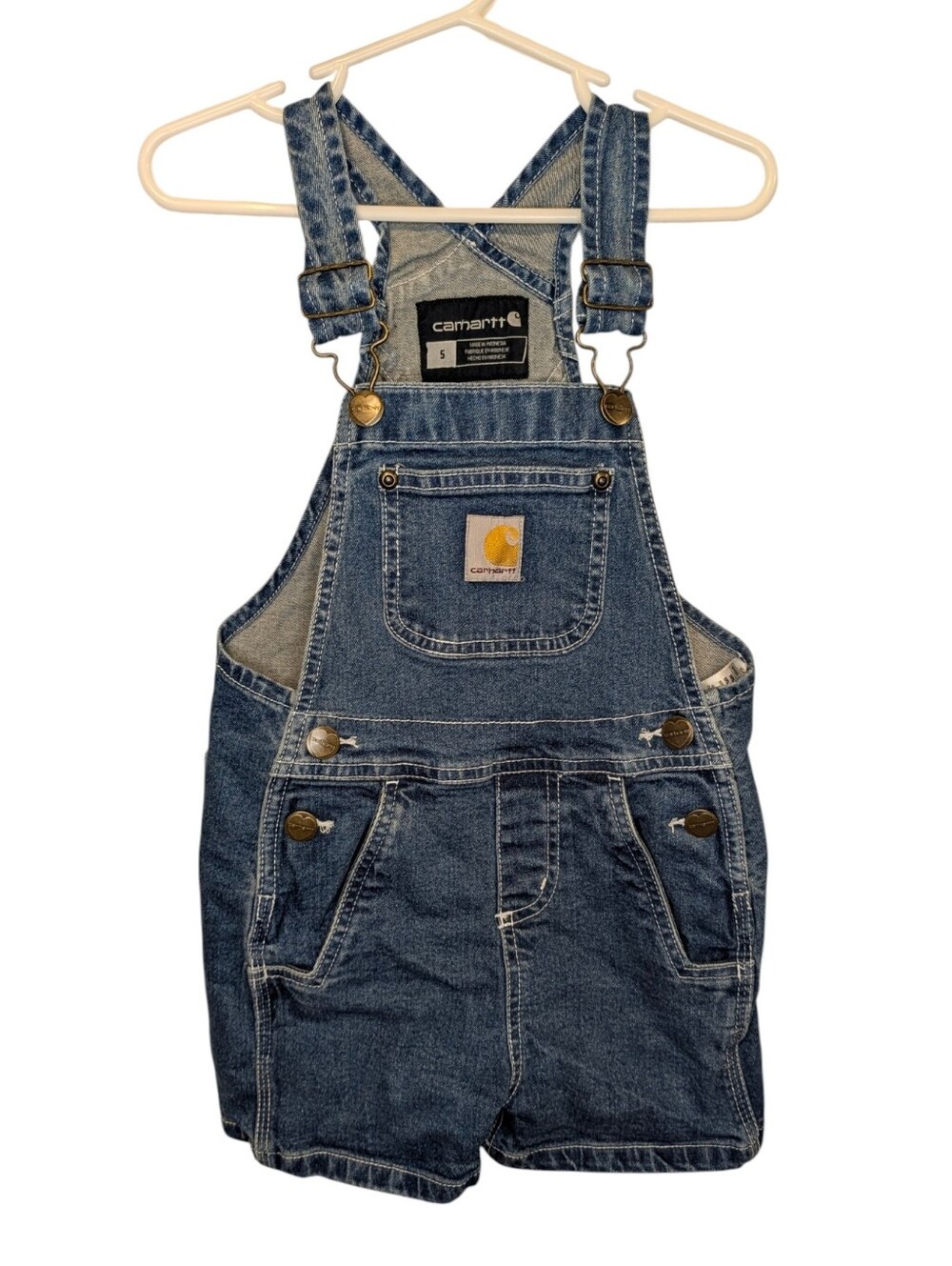 Carhartt Rugged Flex Denim Shortalls with Bib Pocket Size 5 - Picture 1 of 9